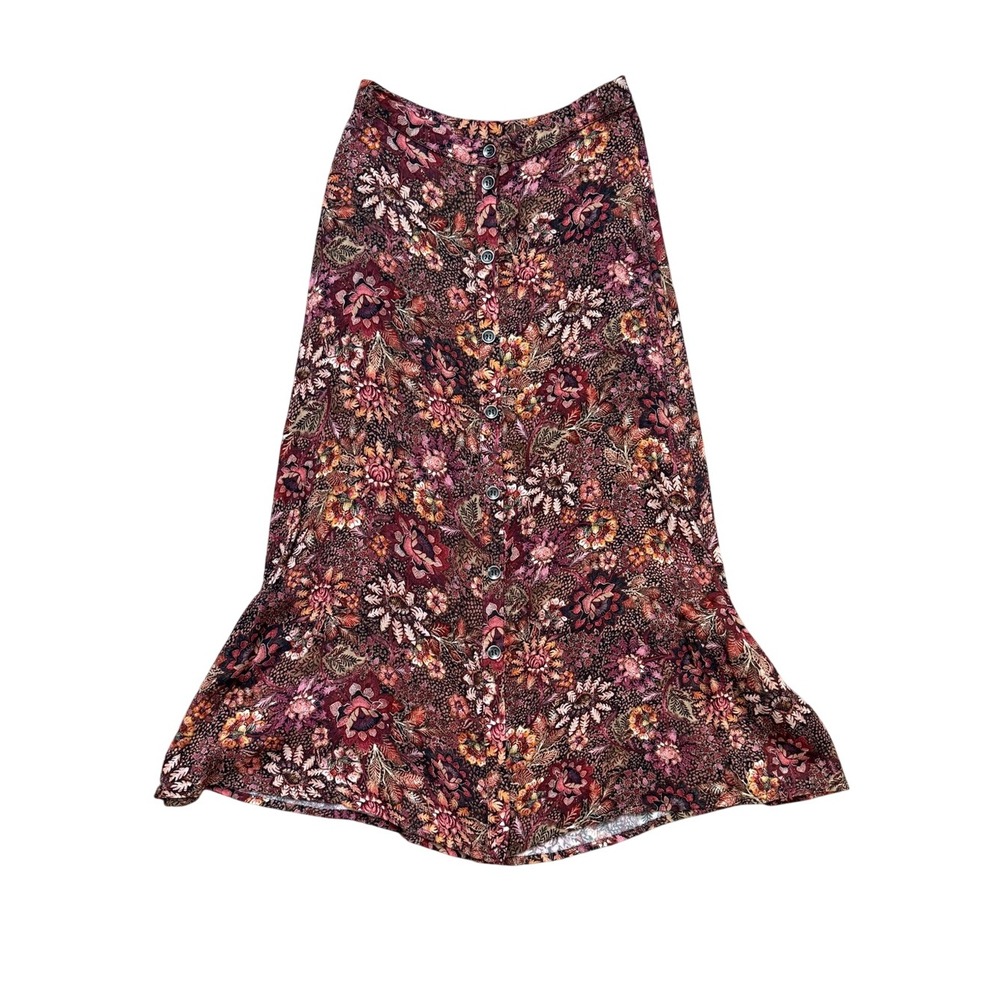 Kachel x Anthropologie Floral Button Front Midi Skirt 2 Boho Garden Party